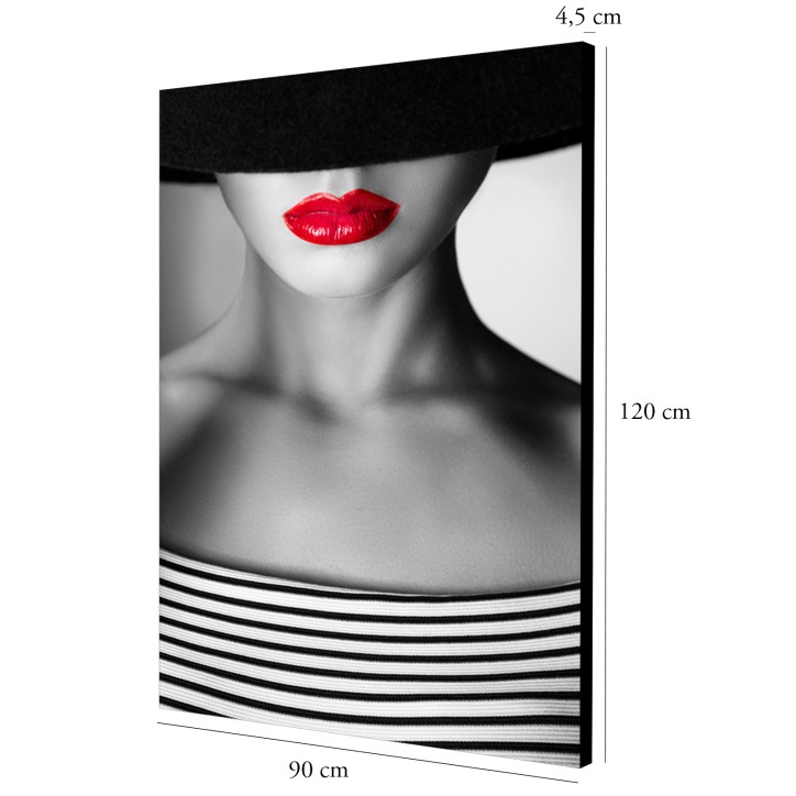 Curvart Plano Mujer Sombrero negro Labios Rojos