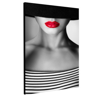 Curvart Plano Mujer Sombrero negro Labios Rojos