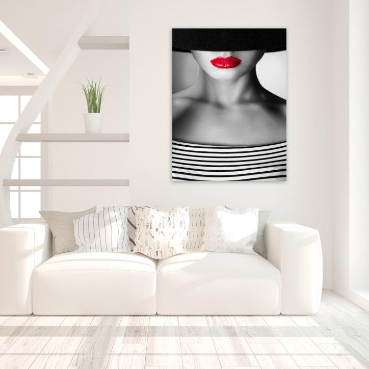 Curvart Plano Mujer Sombrero negro Labios Rojos Curvart Plano Mujer Sombrero negro Labios Rojos