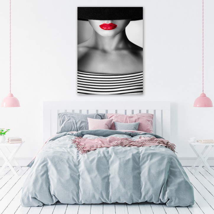 Curvart Plano Mujer Sombrero negro Labios Rojos Curvart Plano Mujer Sombrero negro Labios Rojos