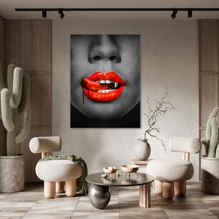 Curvart Plano Mujer Labios Rojos con Sangre Curvart Plano Mujer Labios Rojos con Sangre