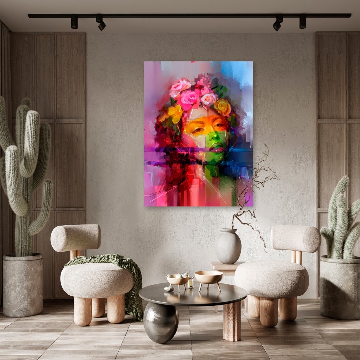 Curvart Plano Mujer Diseño Flores Coloridas Curvart Plano Mujer Diseño Flores Coloridas