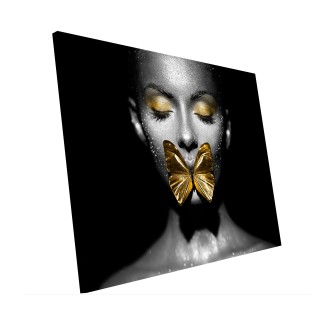 Cuadro Pintura Digital Mariposa en Boca de mujer