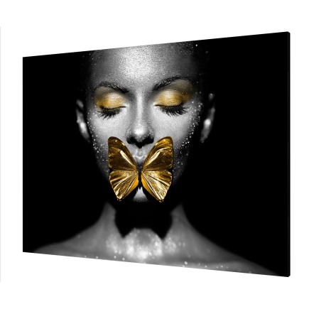 Cuadro Pintura Digital Mariposa en Boca de mujer