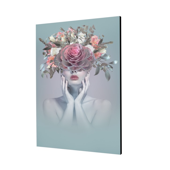 Cuadro Pintura Digital Retrato Flores Mujer