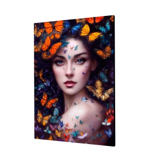 Cuadro Pintura Digital Hermosa Mujer con Mariposas