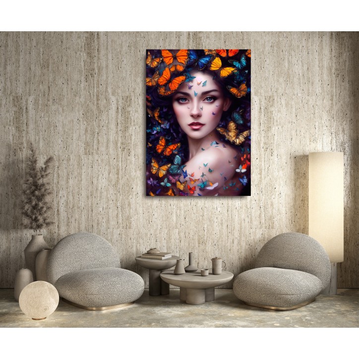 CuadroPlano Fotografía Diseño Hermosa Mujer con Mariposas CuadroPlano Fotografía Diseño Hermosa Mujer con Mariposas