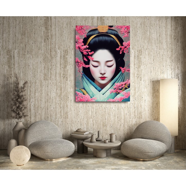 Cuadro Pintura Digital Hermosa Geisha