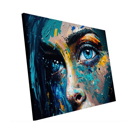 Cuadro Pintura Digital Mujer Ojos Azules