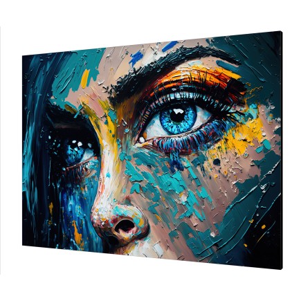 Cuadro Pintura Digital Mujer Ojos Azules