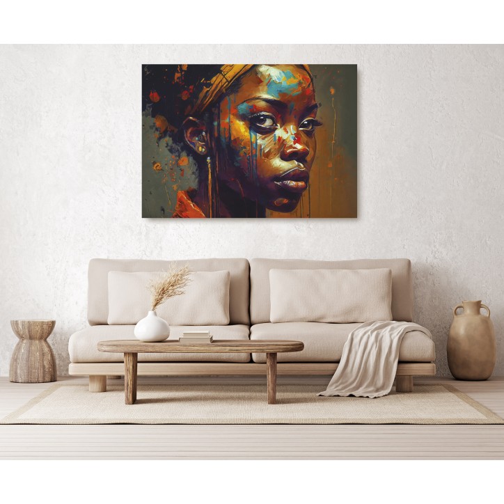 Cuadro Pintura Digital Colorido Rostro Africano Cuadro Pintura Digital Colorido Rostro Africano