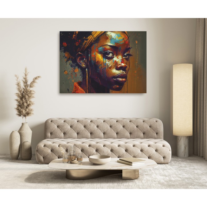 Cuadro Pintura Digital Colorido Rostro Africano Cuadro Pintura Digital Colorido Rostro Africano