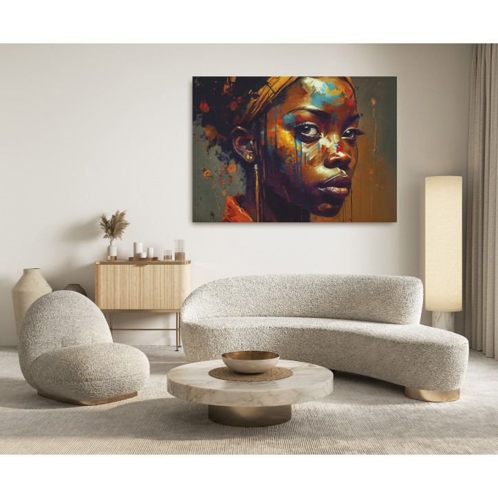 Cuadro Pintura Digital Colorido Rostro Africano Cuadro Pintura Digital Colorido Rostro Africano