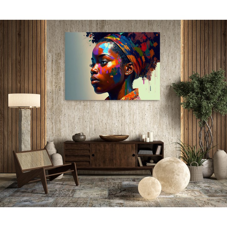 Cuadro Pintura Digital Mujer Cabello Afro
