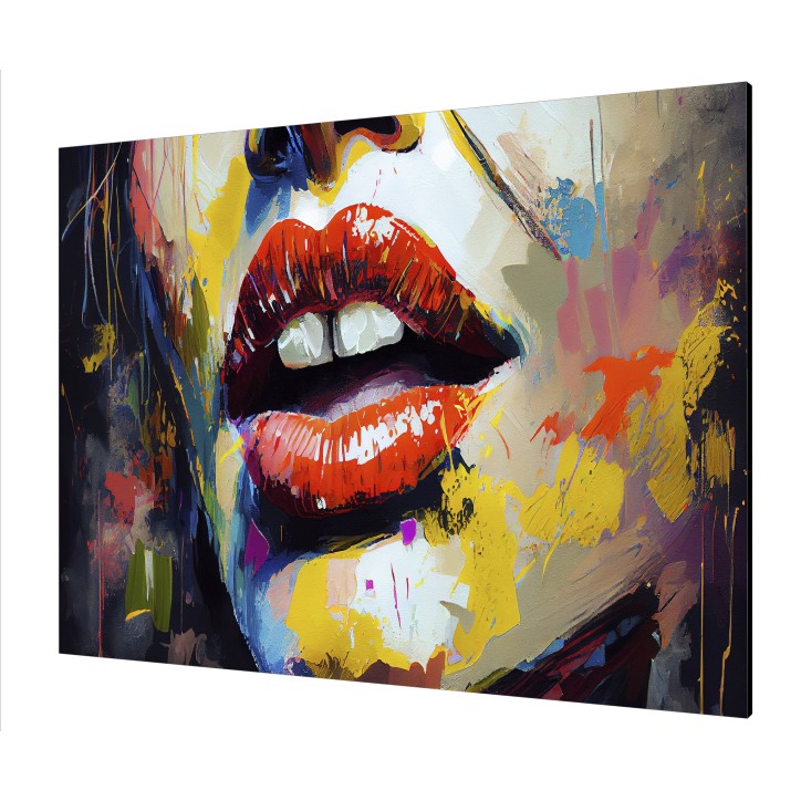 Cuadro Pintura Digital Salpicadura de Labios Rojos