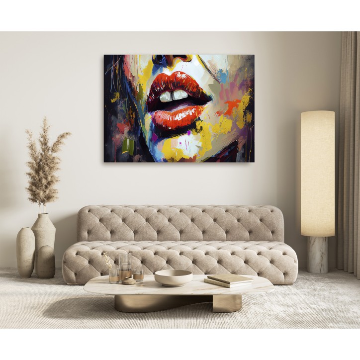 Cuadro Pintura Digital Salpicadura de Labios Rojos