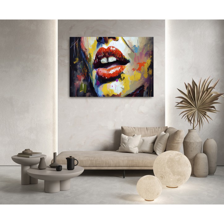 Cuadro Pintura Digital Salpicadura de Labios Rojos