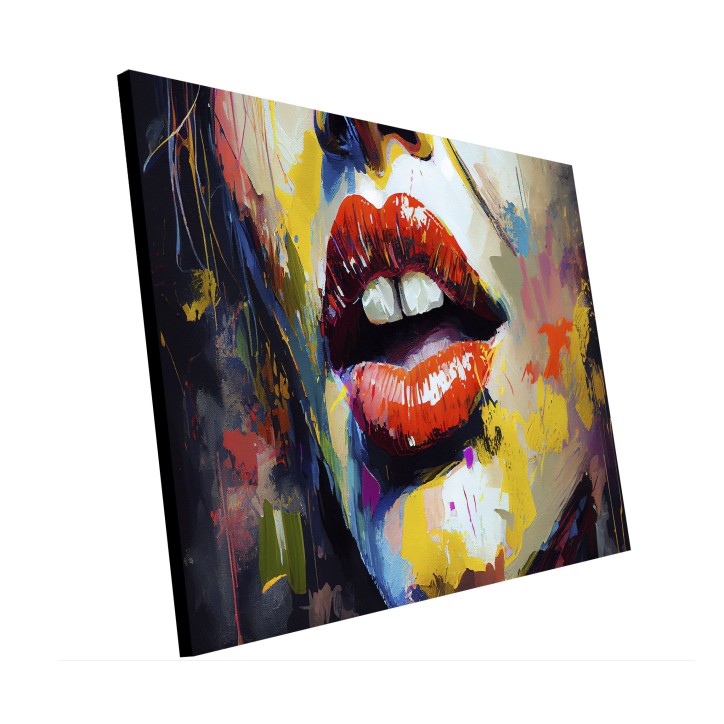 Cuadro Pintura Digital Salpicadura de Labios Rojos