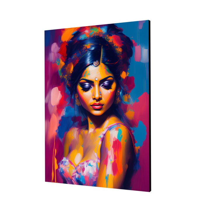 Cuadro Pintura Digital Mujer India Multicolor