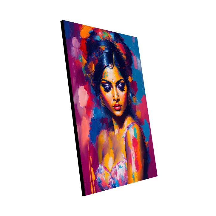 Cuadro Pintura Digital Mujer India Multicolor