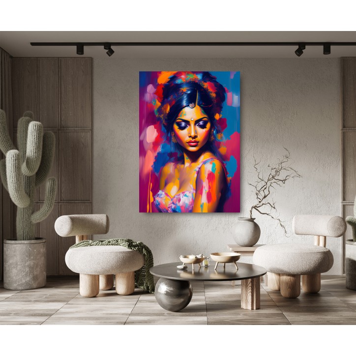 Cuadro Pintura Digital Mujer India Multicolor Cuadro Pintura Digital Mujer India Multicolor