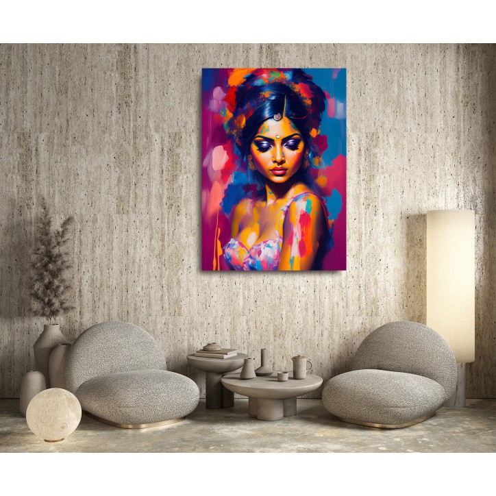 Cuadro Pintura Digital Mujer India Multicolor Cuadro Pintura Digital Mujer India Multicolor