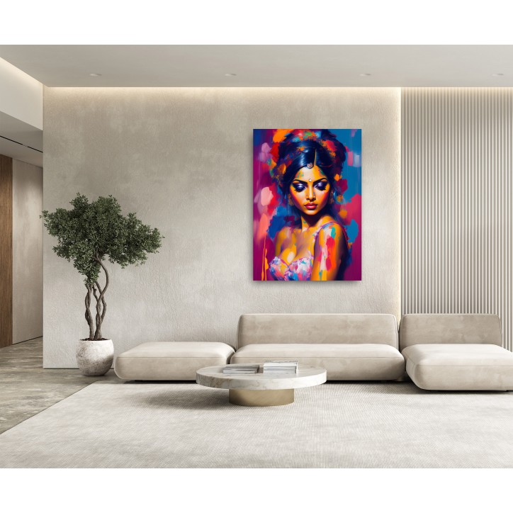 Cuadro Pintura Digital Mujer India Multicolor Cuadro Pintura Digital Mujer India Multicolor