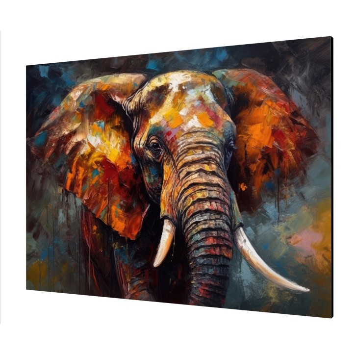 Cuadro Pintura Digital Elefante Posando al Oleo